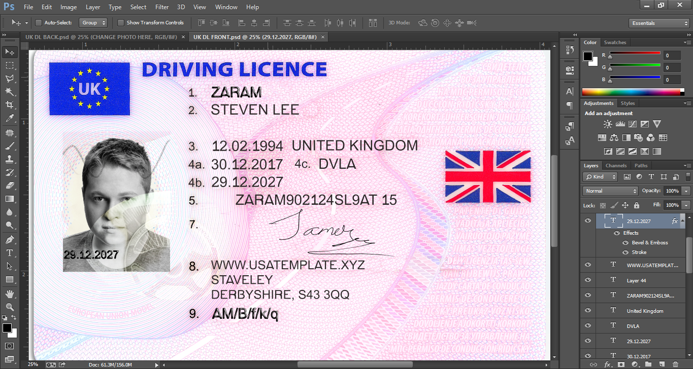 new york drivers license template psd free